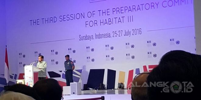 Wakil Presiden RI Jusuf Kalla memaparkan tentang pentingnya habitat III Prepcom III